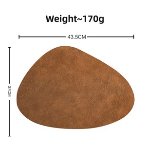 Double Sided Anti Slip PU Insulation Pad <b>Table</b> <b>Mat</b>, Nordic Style Imitation Cowhide Pattern Water Droplet Shaped Leather Placemat - Product Image 3