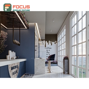 Exhibidor de Productos de Café Estilo Boutique, Acabado con Aspecto de Madera, Diseño de Estantes Abiertos, Exhibidor para Cafetería - Product Image 3