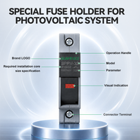 Fusibles solaires DC 1000V PV Photovoltaïques 10A 15A 20A 25A 30A 32A 63A avec support de fusible DC pour protection contre les courts-circuits du système solaire