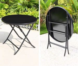 Table ronde pliante moderne en métal pour l'extérieur avec pieds pliables, portable pour les événements hôteliers et l'utilisation en terrasse - Product Image 4