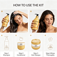 Kit de Shampooing, Après-Shampooing et Masque Capillaire à l'Huile d'Argan pour Cheveux Frisés, Secs et Abîmés, Sans Sulfate, Vente en Gros OEM