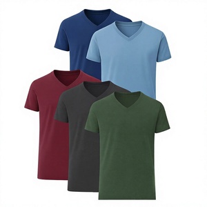 เสื้อยืดคอกวีผู้ชาย แขนสั้น ผ้าถักโพลีเอสเตอร์ผสมคอตตอน สีพื้น ทรงปกติ สำหรับงานกีฬา พร้อมโลโก้แบบกำหนดเอง - Product Image 4