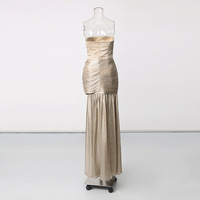 Robe de soirée élégante pour femme, nouvelle collection, sept couleurs, style sans bretelles, design plissé et patchwork.