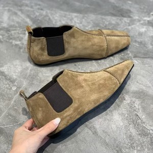Botines Planos Cómodos de Ante con Punta Cuadrada Estilo Vintage 2026 para Mujer, Ideales para Uso Diario y Combinables con Todo - Product Image 3