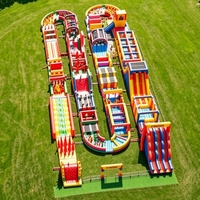 Parcours d'obstacles gonflable géant 5K, parcours de course et de défi, aire de jeux résistante au vent et à l'eau, capacité de 100 personnes pour événements