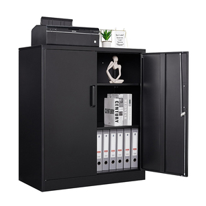 Armadio di stoccaggio in acciaio moderno con chiusura a chiave nera con 2 porte piccoli schedari in metallo per la scuola di Home Office o la palestra per alberghi - Product Image 1