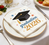 Serviettes en papier jetables dorées pour la remise des diplômes, décoration de table de fête, serviettes à estampage à chaud dorées, fournitures pour cérémonie de remise des diplômes