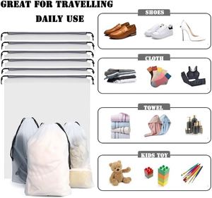 Bolsas grandes para zapatos de viaje con cordón, 11,8 x 15,7 pulgadas, almacenamiento transparente portátil con cuerda para zapatos y calcetines de hombre y mujer - Product Image 4