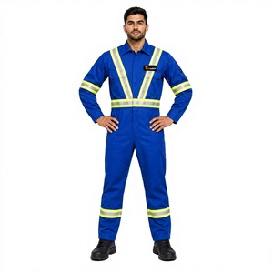 Nouvelle combinaison de travail pour homme 2026 en coton bleu haute visibilité, imperméable et coupe-vent, avec bandes réfléchissantes, manches longues, combinaison de sécurité - Product Image 1