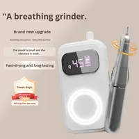 Perceuse à ongles intelligente rechargeable par USB 45000 tr/min, dissolvant créatif pour vernis à ongles avec lumière respiratoire, polisseuse pour lime à ongles