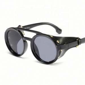 Gafas de Sol Redondas de Metal con Protección UV400, Estilo Steampunk, con Logotipo Personalizado al por Mayor, de Cuero Vintage - Product Image 6