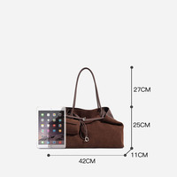 Sac fourre-tout en cuir suédé de luxe discret avec logo personnalisé pour femme, grand sac hobo minimaliste, sac à bandoulière en cuir fendu OEM ODM avec pochette
