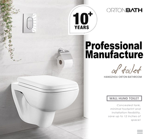 ORTONBATH <span class=keywords><strong>Toilette</strong></span> suspendue murale traditionnelle sans monture <span class=keywords><strong>Toilette</strong></span> suspendue en céramique sans monture avec housse de siège en PP - Product Image 4