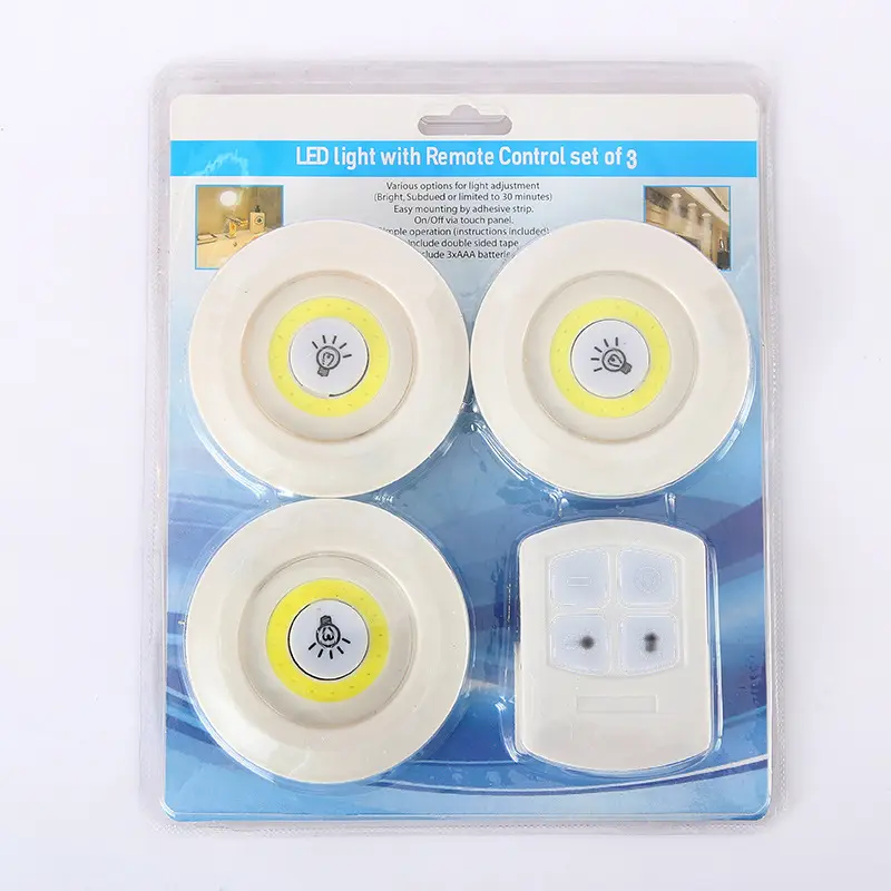 Umum Populer Ultra Terang 3PK Remote Control COB Dorong Cahaya Di Bawah Lampu Kabinet