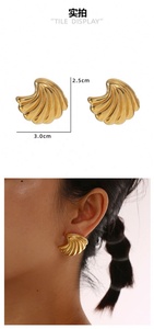 Shell Conch Starfish Sculptural Earrings <b>for</b> <b>Women</b> Exaggerated Geometric Design 14K Gold Plated Stainless Steel Trendy Party - Product Image 5