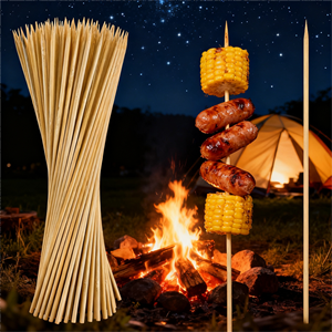 Dùng Một Lần Tre Thịt Nướng Xiên Kích Thước 5*500Mm 100% Tre Tự Nhiên <span class=keywords><strong>Marshmallow</strong></span> Rang Gậy Cho Nướng Công Cụ BBQ Đảng - Product Image 1