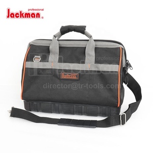 Jackman 16" 17 Large Opening Gate Mouth Tool Bag With Heavy Duty Pvc Bottom Tool Organizer Power tool storage