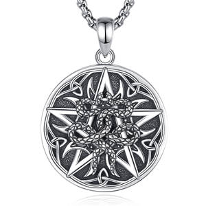 चेंडा विच स्टार डबल सांप चोकर हार पेंटग्रामटन स्टार पेंटग्राम हार गोथिक ठीक गहने - Product Image 1