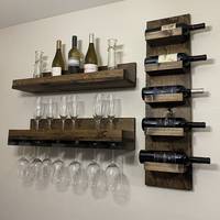 Casier à vin mural en bois rustique de haute qualité support de stockage de meubles de maison pour bouteilles de vin Nature mur flottant à bord vivant