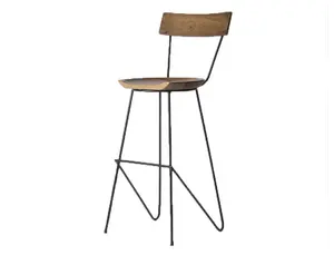 Indian Style Bar Stool with Backrest, 72cm