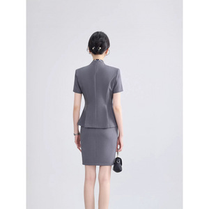 Hotel Receptionist Grey Business Uniform Suit Summer Short Sleeve Women's Workwear Commute - Product Image 4