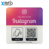 Carte NFC en acrylique 120*120mm, programmable par URL, étanche, avec adhésif, puce RFID 13.56mhz, directement de l'usine