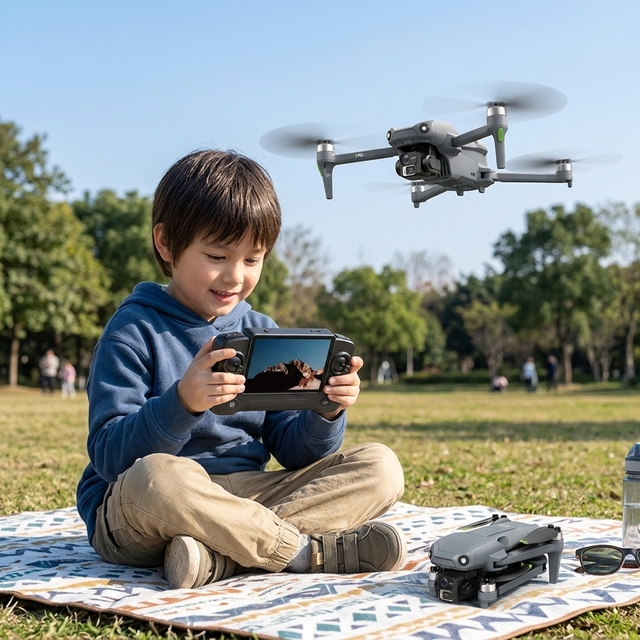 2.4G Foldable Aerial Aircraft with Optical Flow Dual Camera+Electronic Speed Controller+4.3-inch Screened Remote Control