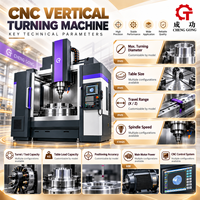 Tour vertical CNC avec garde-corps intégré, table rotative, rampe verticale, rail linéaire et convoyeur de copeaux