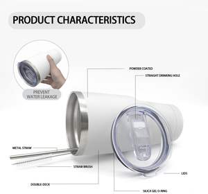 Lot de 20 gobelets isothermes en acier inoxydable à double paroi de 30 oz, mugs à café d'hiver, revêtement poudré, vente en gros - Product Image 4