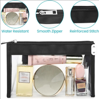 Sac de maquillage en PVC transparent, grande capacité, trousse de toilette imperméable, pochette de rangement portable transparente avec fermeture éclair