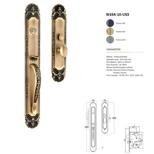 Manija de Puerta Corredera de Doble Cara de Bronce Antiguo Europeo con Cerradura para Entrada de Villa, Manija de Oro 24K - Product Image 1