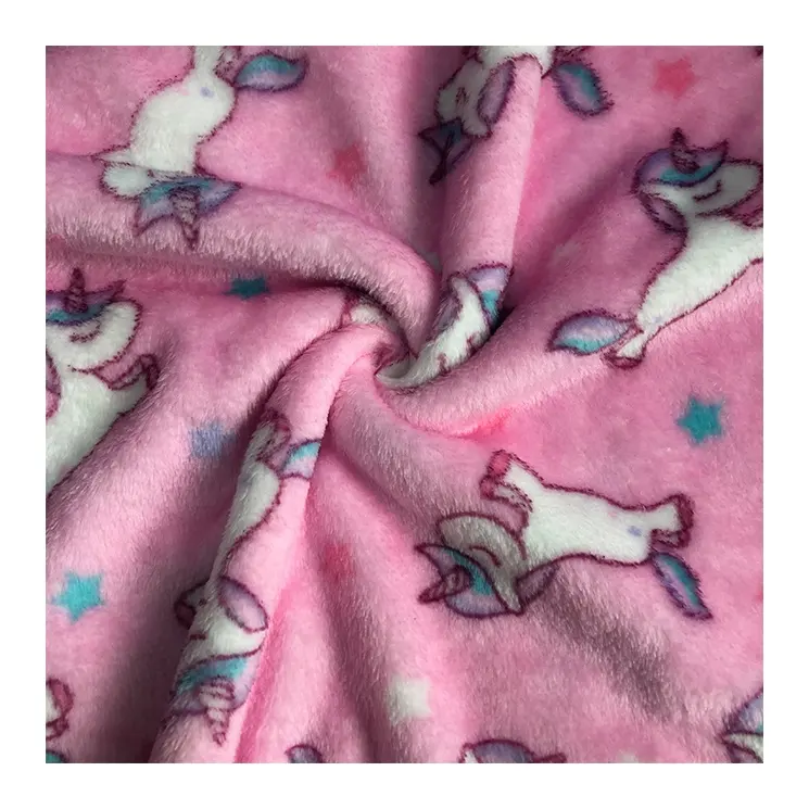 100% polyester super doux imprimé tricoté flanelle tissu dessin animé tissu couverture tissu en peluche