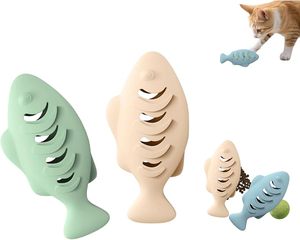 Jouet à mâcher pour chat en forme de poisson, jouet interactif en silicone à la catnip, jouet de nettoyage des dents, jouet de dentition pour chats d'intérieur - Product Image 1