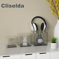 Entièrement assemblé 6x6x6 pouces clair carré acrylique vitrine Base noire anti-poussière en plastique présentoir objets de collection Action