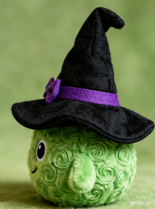 כובע מכשפות מקסים כדור קטיפה ירוק מושלם לקישוט מסיבת ליל כל הקדושים לילדים תפירה משובחת מילוי שמנמן - Product Image 6