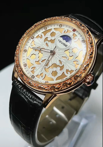 นาฬิกาข้อมือ TEVISE T890S รุ่นหรูหรา ตัวเรือนสีโรสโกลด์ ระบบควอตซ์ ดีไซน์ธุรกิจ กันน้ำ 30 เมตร สไตล์วินเทจ แกะสลักอย่างประณีต สำหรับผู้ชาย Relogio Masculino - Product Image 4