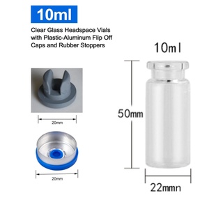Botellas de vidrio de 10ml, 10 Uds., viales transparentes estériles, puerto de inyección autocurativo, tapa de aluminio abatible, viales vacíos de muestra de laboratorio - Product Image 2