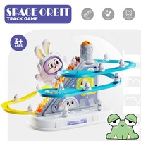 Samtoy Nouveau jeu de glissades de course sur rail en plastique ABS, 3 pièces, jeu spatial, montagnes russes, certifié EN71, pour les enfants de 2 à 13 ans, avec lumières et musique