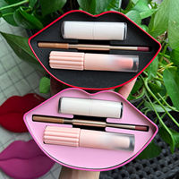 Ensemble de maquillage de luxe en forme de lèvres avec logo personnalisé en gros, collection de gloss, crayon à lèvres et rouge à lèvres, ensemble cosmétique OEM ODM