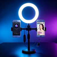 Meilleures ventes : Mini anneau lumineux portable de 6 pouces, étanche, avec support de fixation à pince pour diffusion en direct sur deux téléphones portables et support de fixation pour lit
