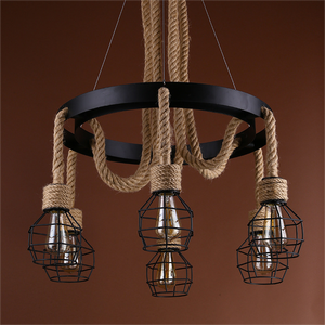 Américain country salle à manger bar chanvre corde suspension lampe vintage bar salon de thé café <span class=keywords><strong>Grenade</strong></span> fer avec ficelle E27 lustre - Product Image 6