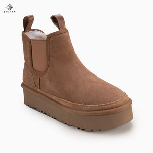 Botte Chelsea doublure en laine de haute qualité vente directe d'usine en gros femmes hiver court Animal fourrure amorti Chelsea botte de neige - Product Image 5