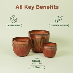 Grand <span class=keywords><strong>pot</strong></span> de sol en céramique avec finition émaillée, durable et écologique, design classique moderne pour jardin et usage domestique, <span class=keywords><strong>grande</strong></span> capacité - Product Image 4