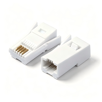 Spina Telefonica 6P4C Standard Britannico BT con Contatti Placcati in Oro e Chiusura a Scatto, Bianca, per Cablaggio Telefonico UK