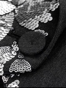 Conjunto de vestido bordado floral de lentejuelas negras de lujo, vestido de dos piezas elegante brillante para Gala/fiesta 2025 nuevo diseño de la Tz-2 - Product Image 3