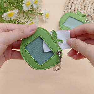 New <b>leather</b> apple-shaped photo <b>keychain</b>, 2-inch photo organizer, pendant, mini pet photo album - Product Image 3