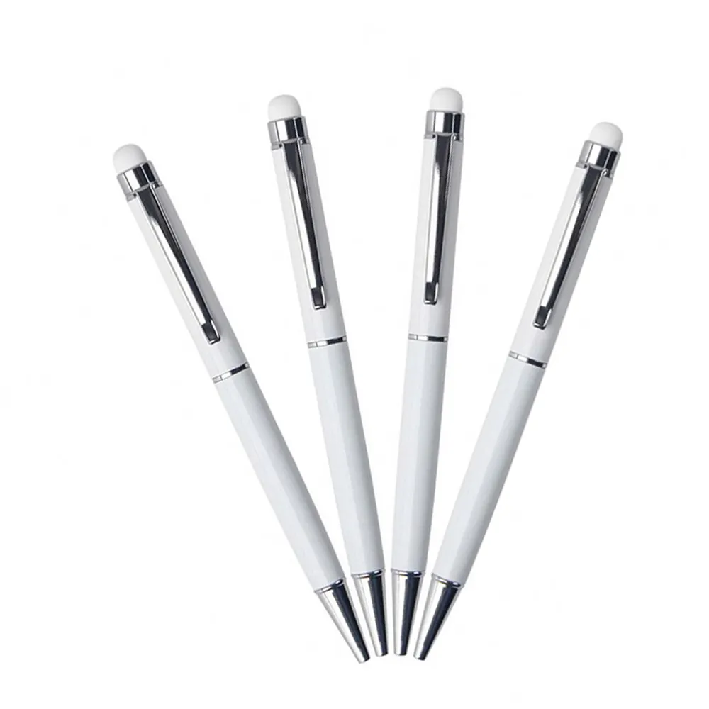 الأكثر شعبية تعمل باللمس القلم مع الأبيض القلم أنيقة لون مخصص كرة دوارة أقلام معدنية