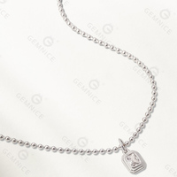 Collier Gemnel en argent sterling 925 plaqué or avec mini-perles et zircone cubique, best-seller