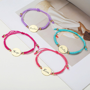 In acciaio inossidabile argento oro rosa 18k oro rotondo ciondolo bracciale nodi in corda di macramè nome personalizzato data logo bracciale - Product Image 6