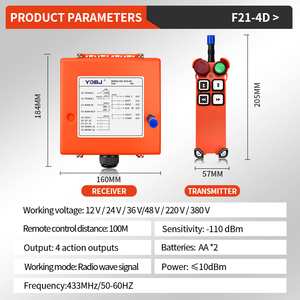 Télécommande radio pour pont roulant industriel F21-4D de haute qualité, 4 boutons, deux vitesses, sans fil, prix économique - Product Image 2